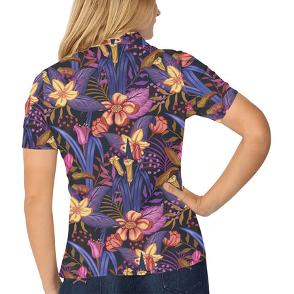 Lily Pattern Print Design LY016 Women's Polo Shirt