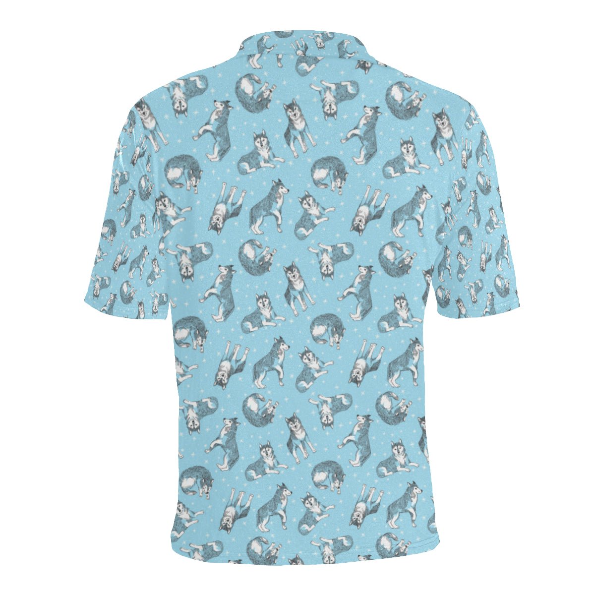 Wolf Design Print Pattern Men Polo Shirt