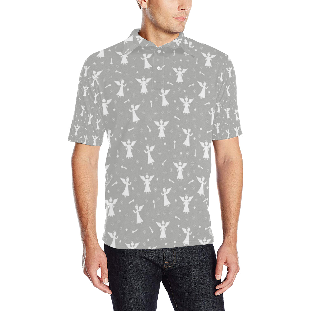 Angel Pattern Print Design 03 Men Polo Shirt