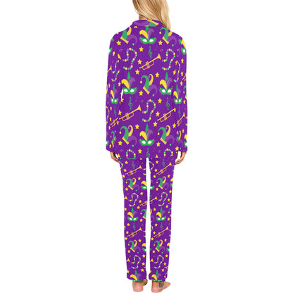 Mardi Gras Pattern Print Design 06 Women's Long Pajama Set