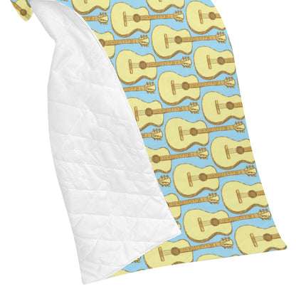 Acoustic Guitar Pattern Print Design 03 Premium Quilt