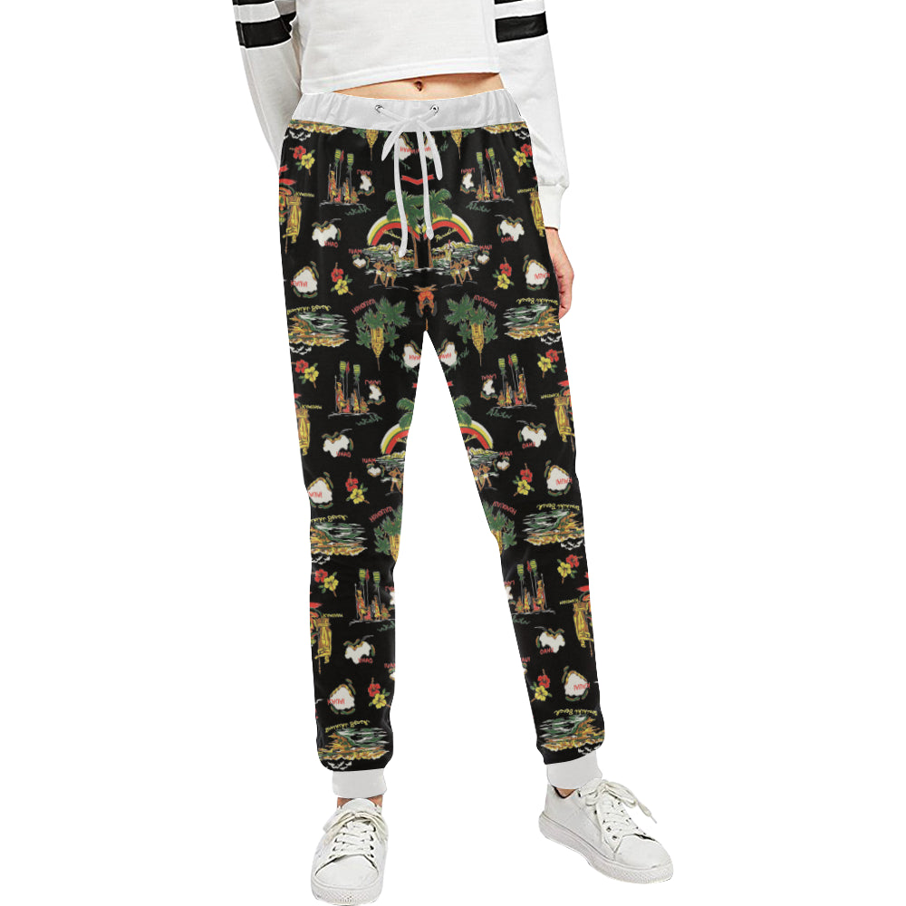 Hawaiian Island Themed Print Unisex Sweatpants