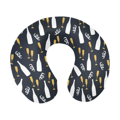 Champagne Pattern Print Design 01 U-Shaped Travel Neck Pillow