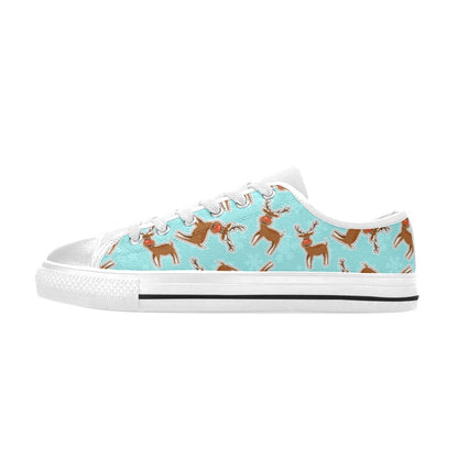 Reindeer Print Design LKS403 Women's White Low Top Shoes