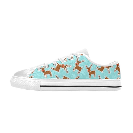 Reindeer Print Design LKS403 Women's White Low Top Shoes