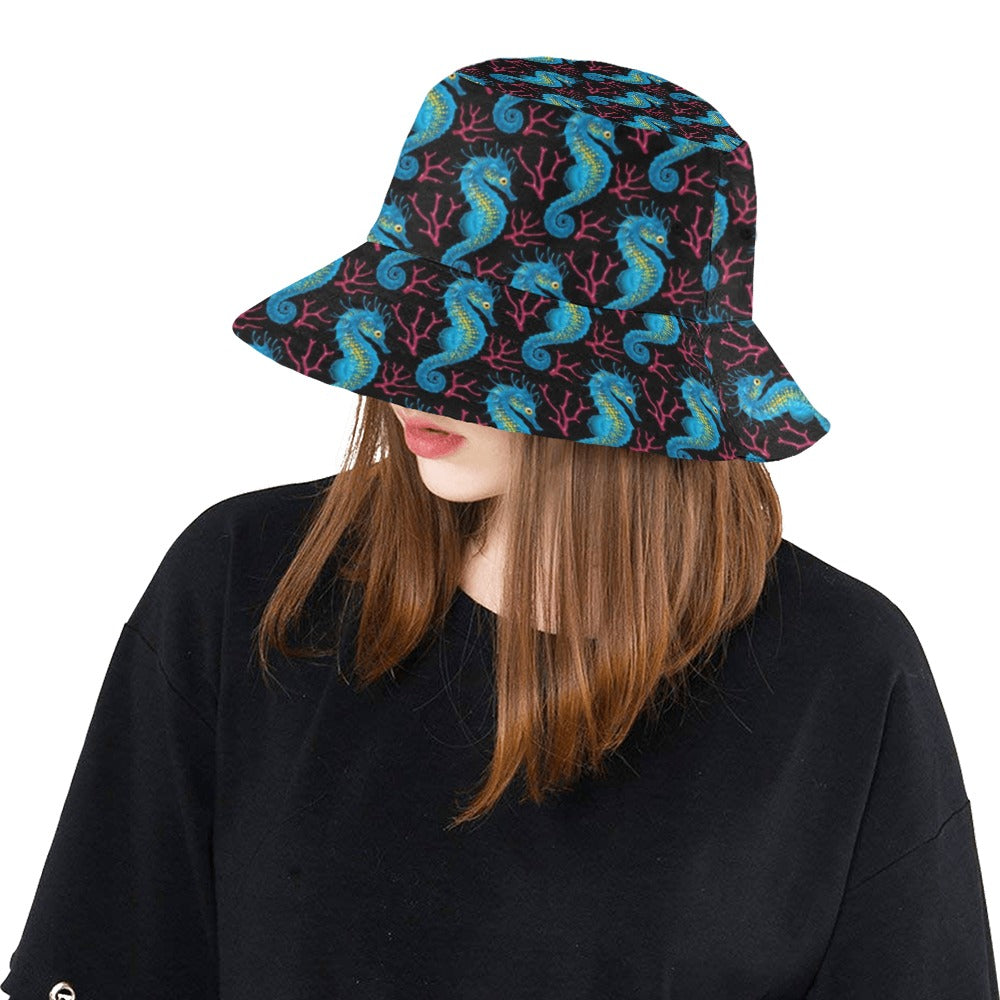 SeaHorse Print Design LKS401 Unisex Bucket Hat
