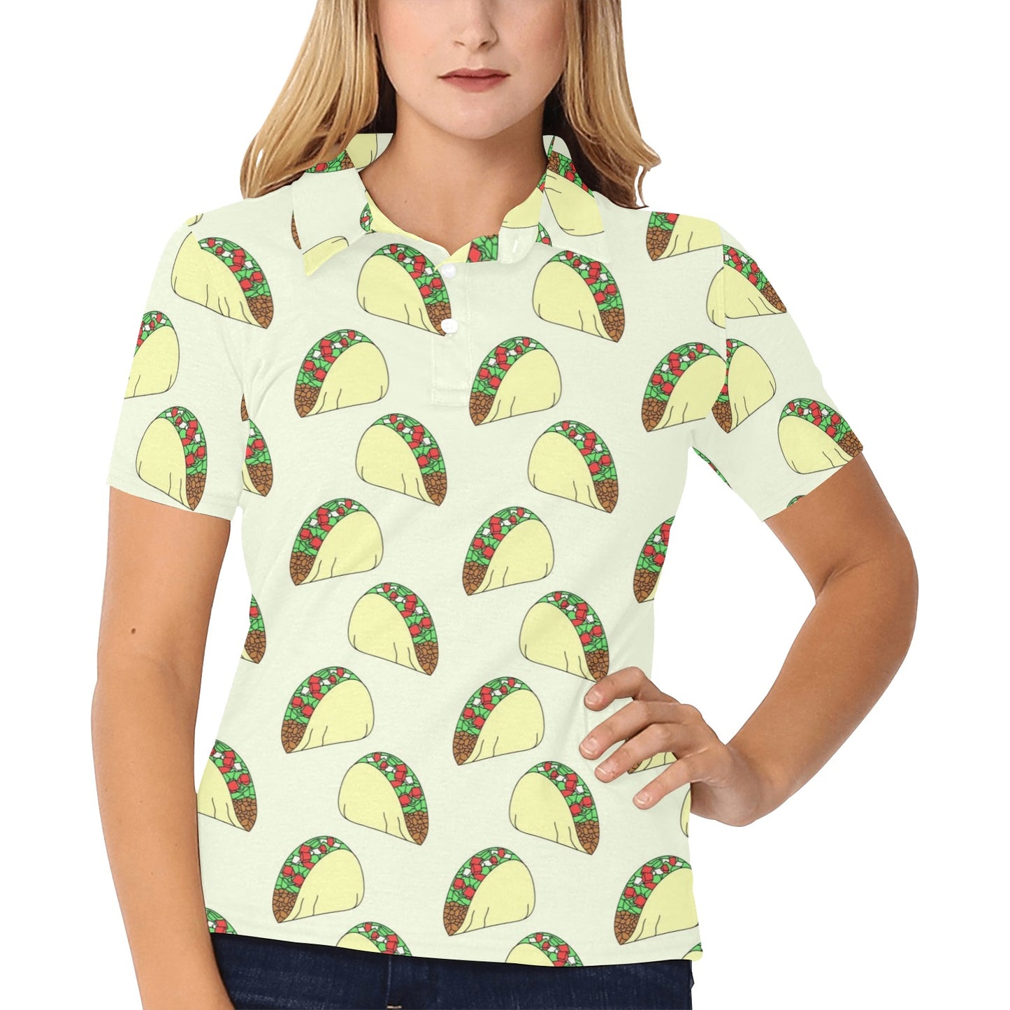 Taco Pattern Print Design TC04 Women's Polo Shirt