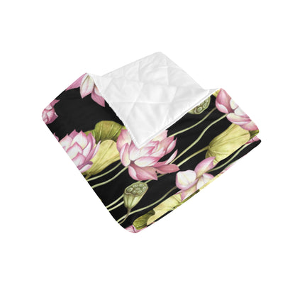Water Lily Pattern Print Design WL06 Premium Quilt