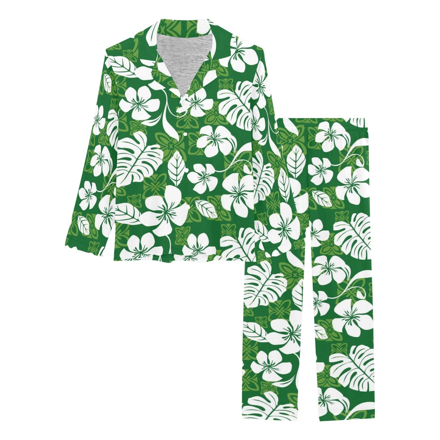 Hawaiian Themed Pattern Print Design H016 Women's Long Pajama Set