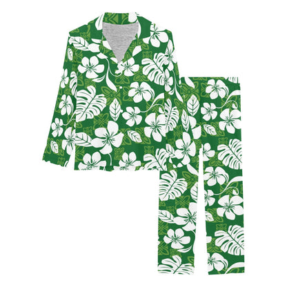 Hawaiian Themed Pattern Print Design H016 Women's Long Pajama Set