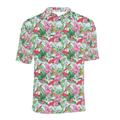 Tropical Flower Print Design LKS304 Men Polo Shirt