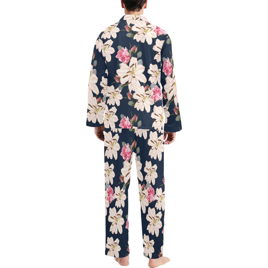 Lily Pattern Print Design LY04 Men's Long Pajama Set