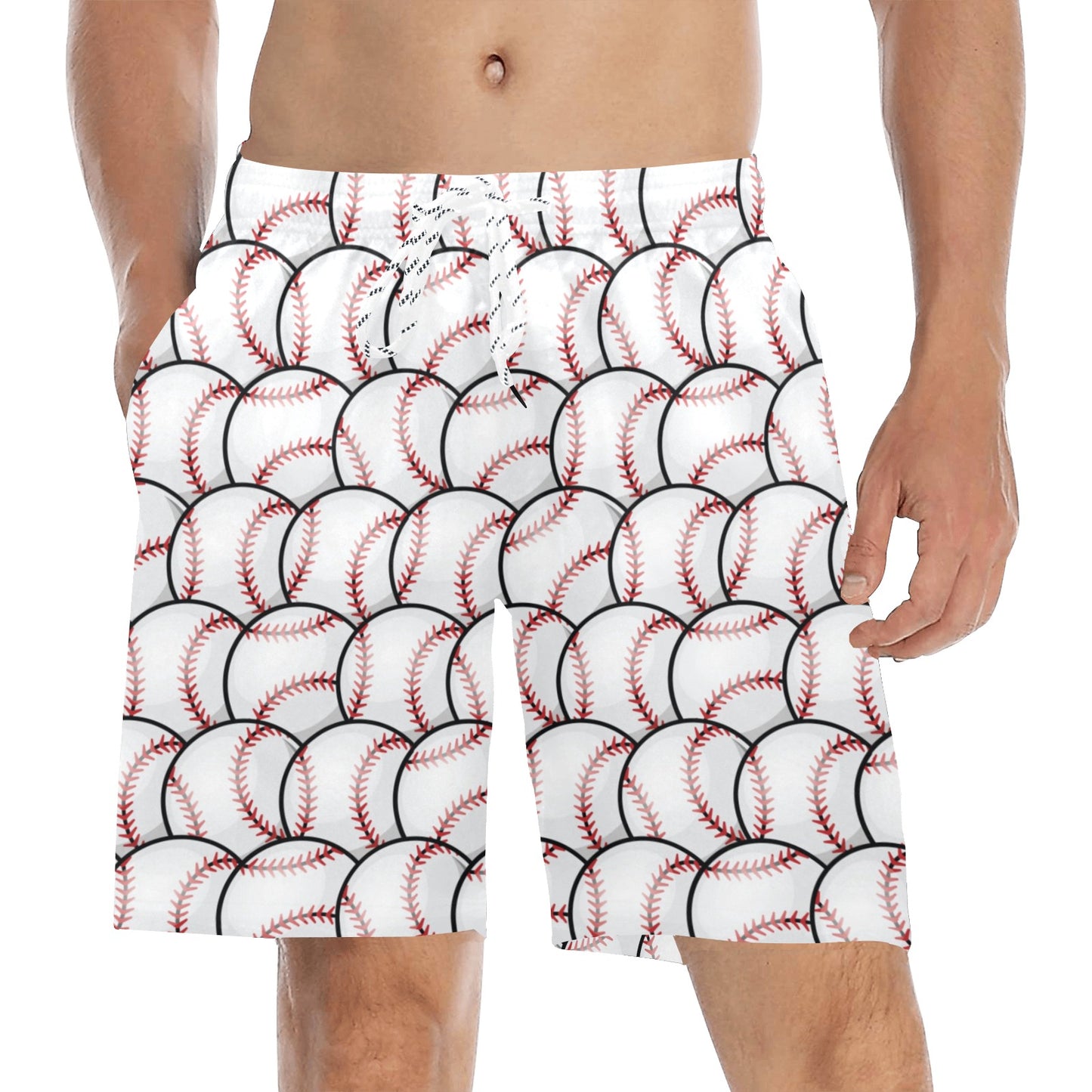Baseball Pattern Men's Swim Trunks Beach Shorts