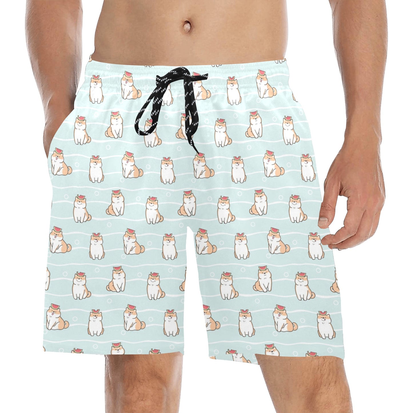 Shiba Inu Print Design LKS3011 Men's Swim Trunks Beach Shorts