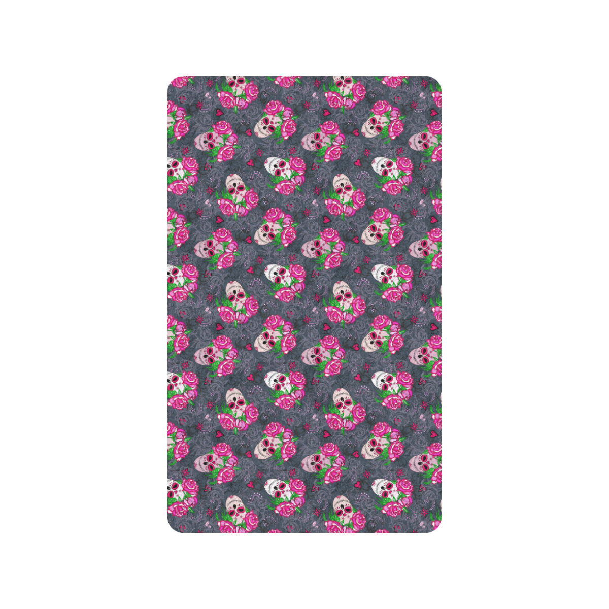 Sugar Skull Pink Rose Themed Print Rubber Doormat