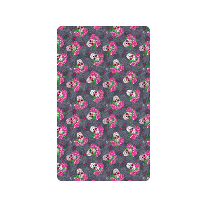 Sugar Skull Pink Rose Themed Print Rubber Doormat