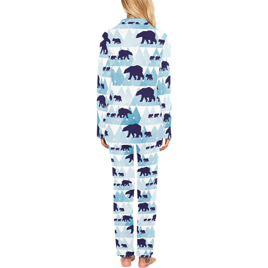 Bear Pattern Print Design BE01 Women's Long Pajama Set