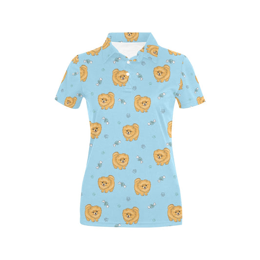 Pomeranians Pattern Print Design A03 Women's Polo Shirt