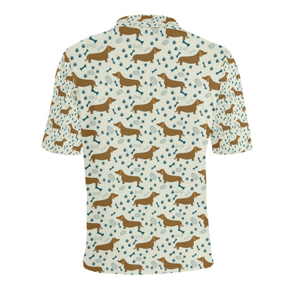 Dachshund Pattern Print Design 01 Men Polo Shirt