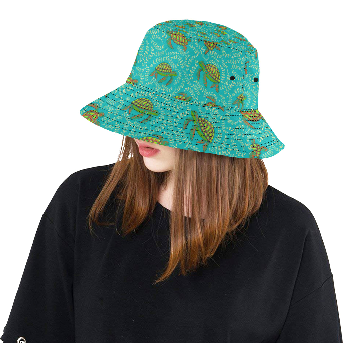 Sea Turtle Pattern Print Design T010 Unisex Bucket Hat