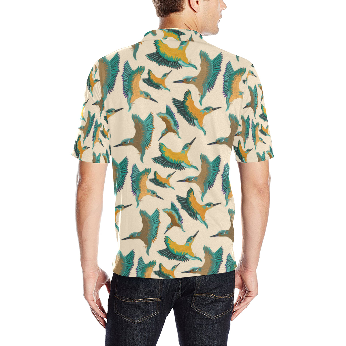 Kingfisher Pattern Print Design 02 Men Polo Shirt