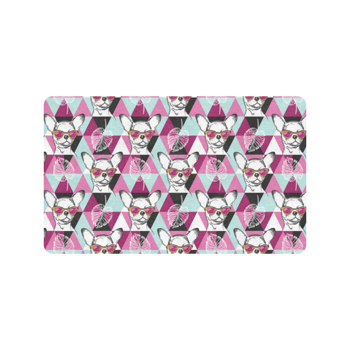 Chihuahua Cute Triangle Pattern Rubber Doormat