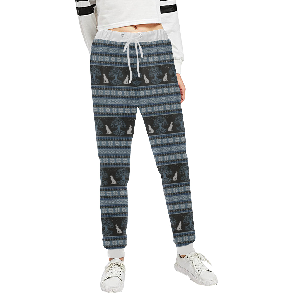 Wolf Tree of Life Knit Design Print Unisex Sweatpants