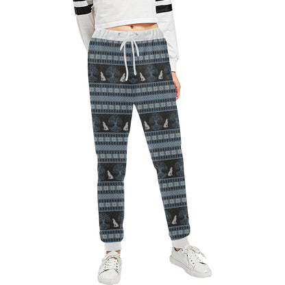 Wolf Tree of Life Knit Design Print Unisex Sweatpants