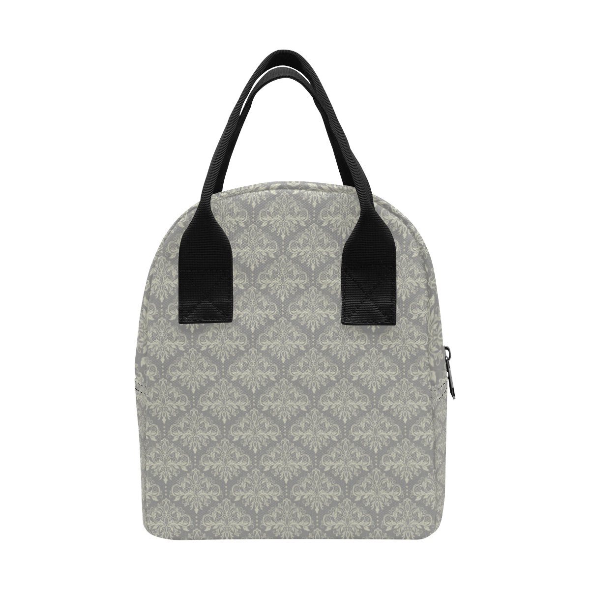 Damask Grey Elegant Print Pattern Insulated Lunch Bag
