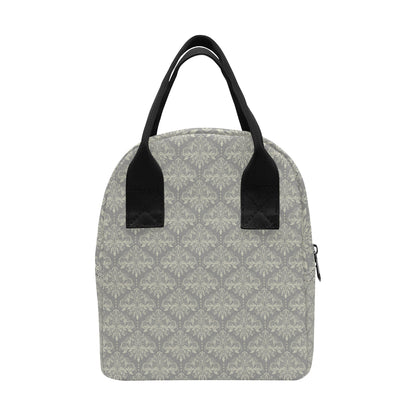 Damask Grey Elegant Print Pattern Insulated Lunch Bag