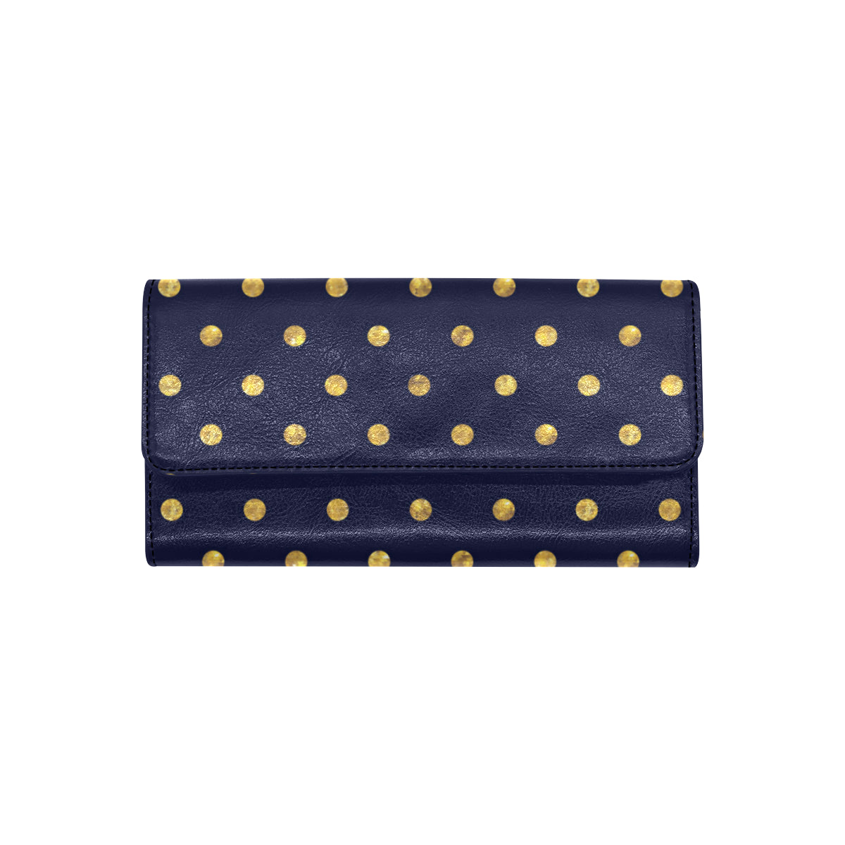 Polka Dot Gold Blue Pattern Print Design 02 Women's Trifold Wallet