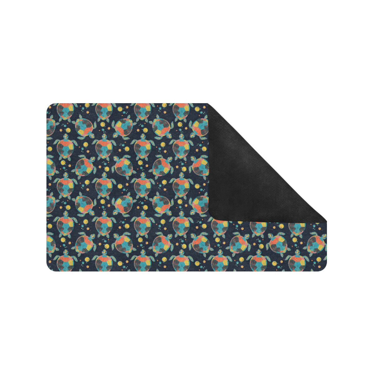 Sea Turtle Colorful with bubble Print Rubber Doormat