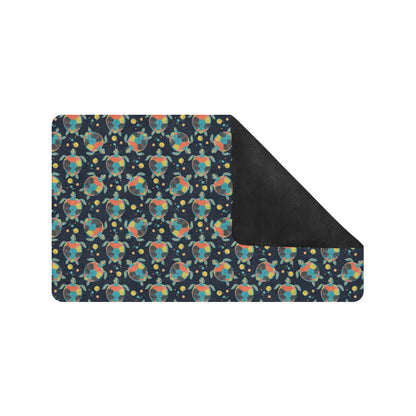 Sea Turtle Colorful with bubble Print Rubber Doormat