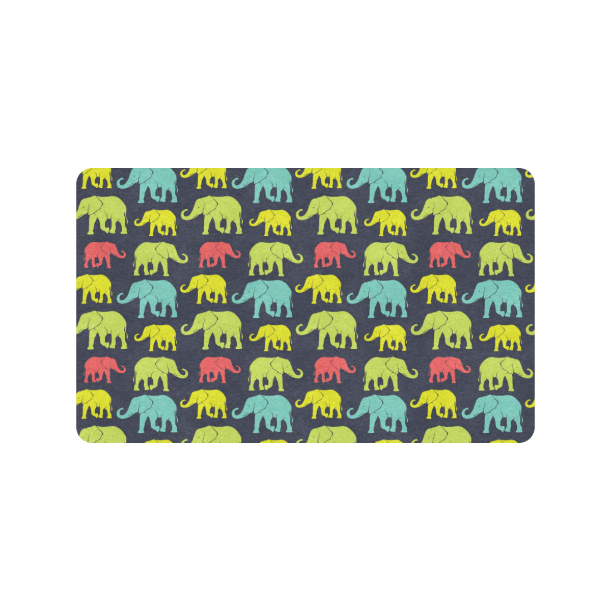 Elephant Neon Color Print Pattern Rubber Doormat