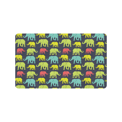 Elephant Neon Color Print Pattern Rubber Doormat