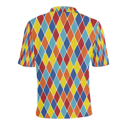 Harlequin Pattern Print Design 01 Men Polo Shirt