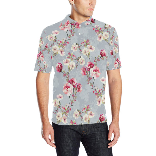 Summer Floral Pattern Print Design SF02 Men Polo Shirt