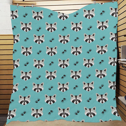 Raccoon Pattern Print Design A01 Premium Quilt