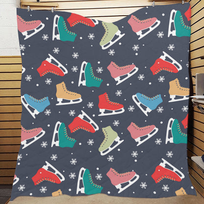 Ice Skate Pattern Print Design 04 Premium Quilt