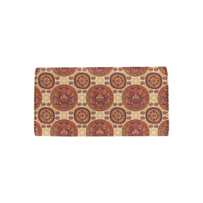 Calendar Aztec Pattern Print Design 01 Women's Trifold Wallet
