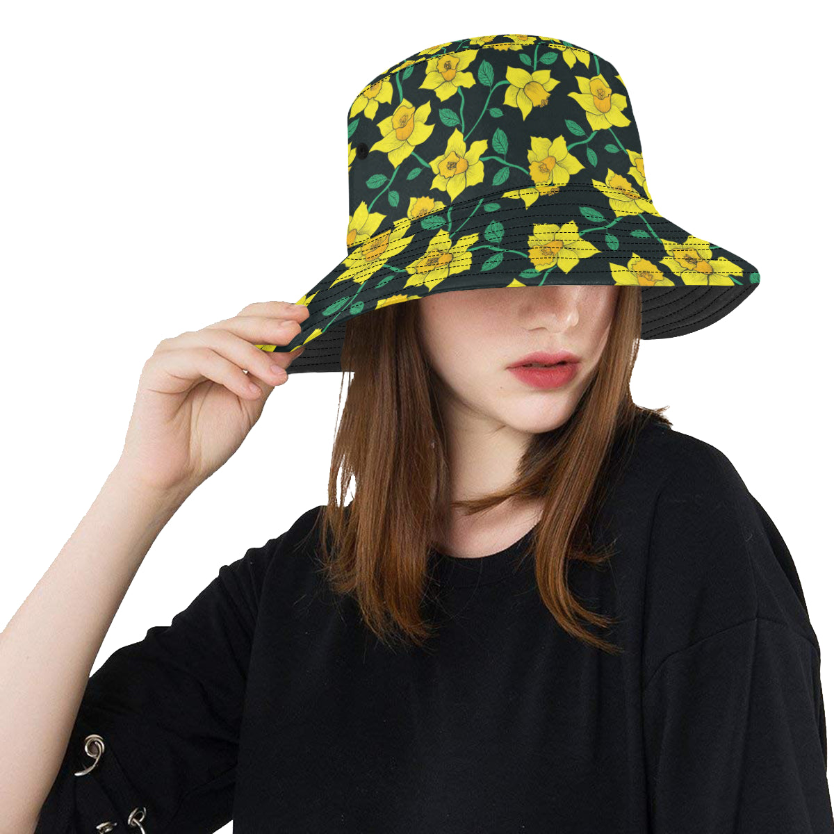 Daffodils Pattern Print Design DF03 Unisex Bucket Hat