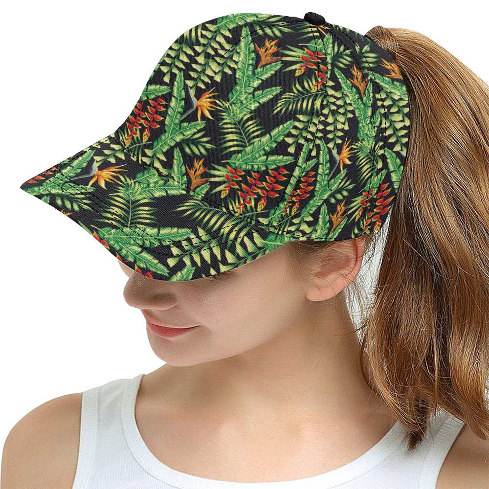 Hawaiian Flower Tropical Palm Leaves Snapback Cap