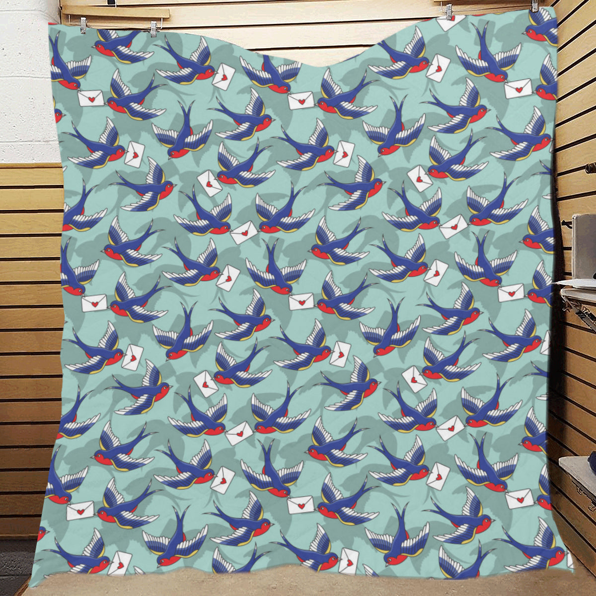 Swallow Bird Pattern Print Design 02 Premium Quilt