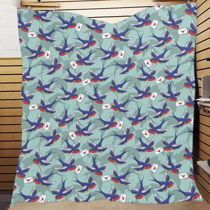 Swallow Bird Pattern Print Design 02 Premium Quilt