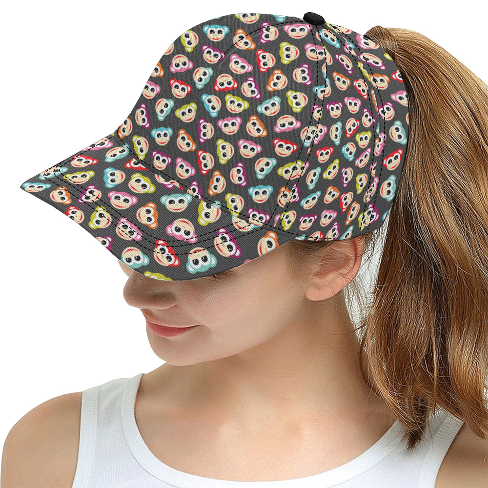 Monkey Head Design Themed Print Snapback Cap