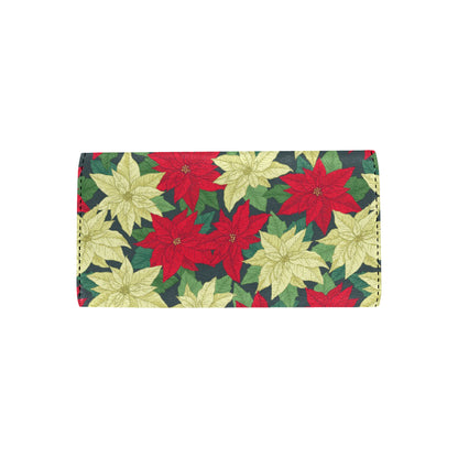 Poinsettia Pattern Print Design POT06 Women's Trifold Wallet