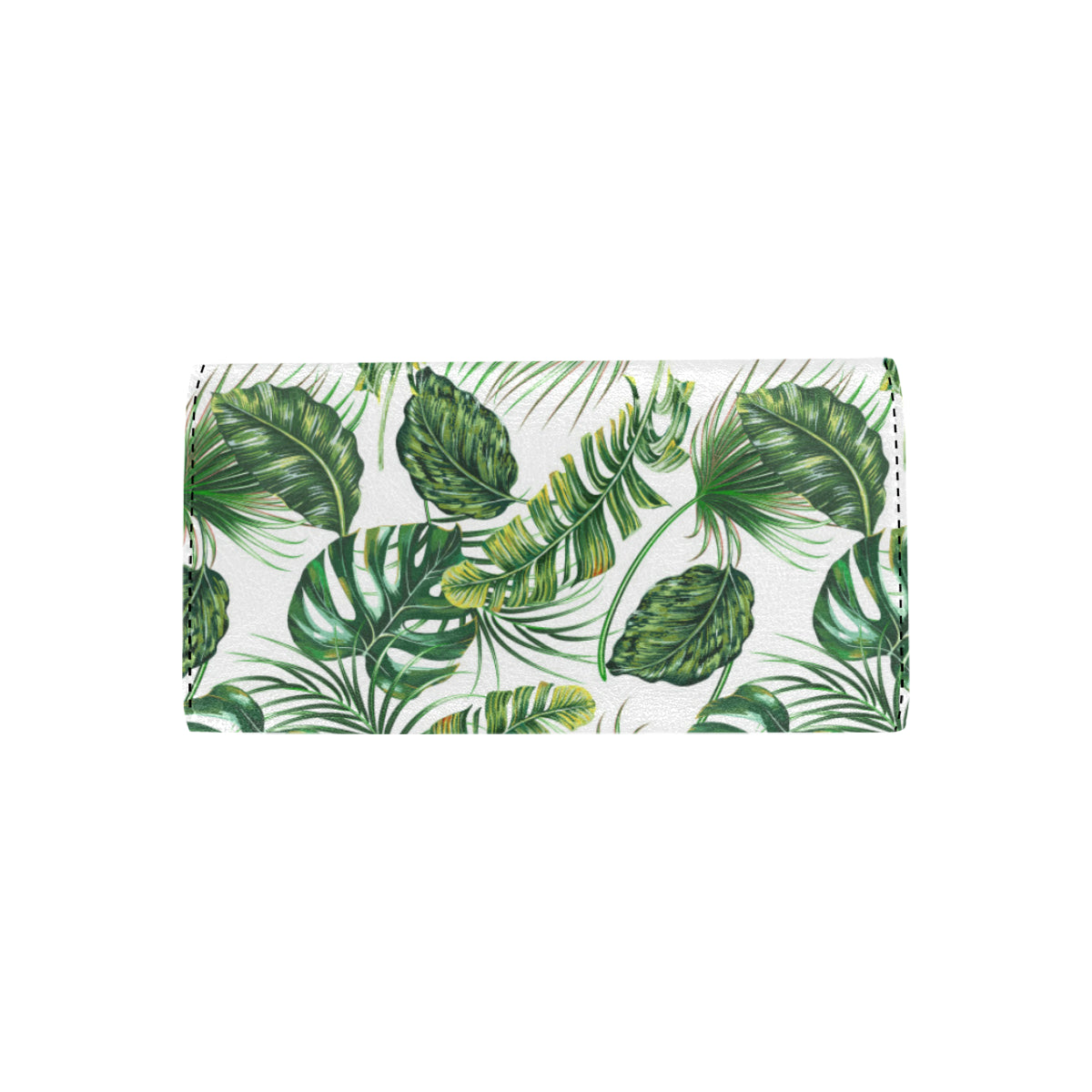 Green Pattern Tropical Palm Leaves Women's Trifold Wallet
