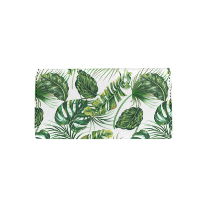 Green Pattern Tropical Palm Leaves Women's Trifold Wallet
