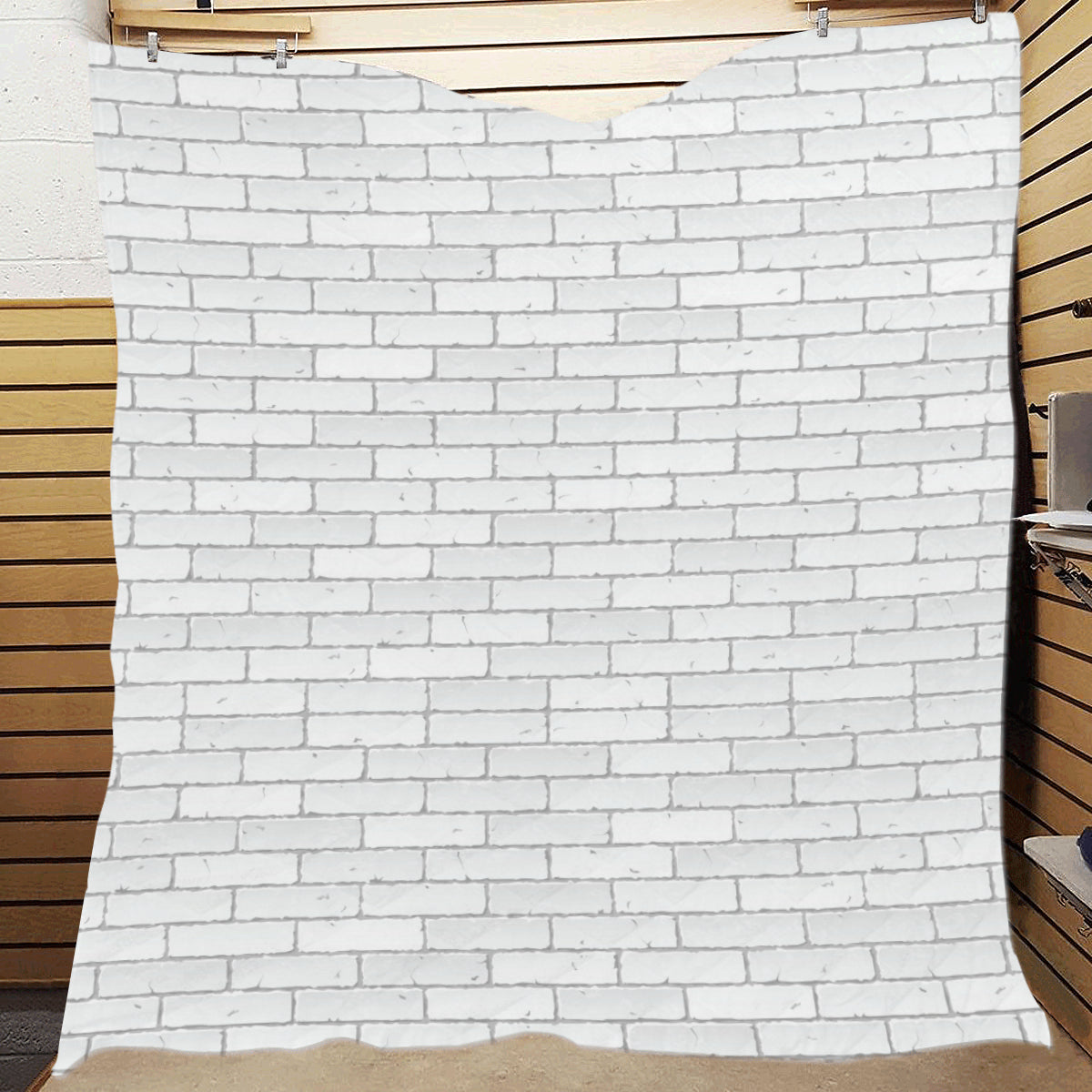 Brick White Pattern Print Design 03 Premium Quilt