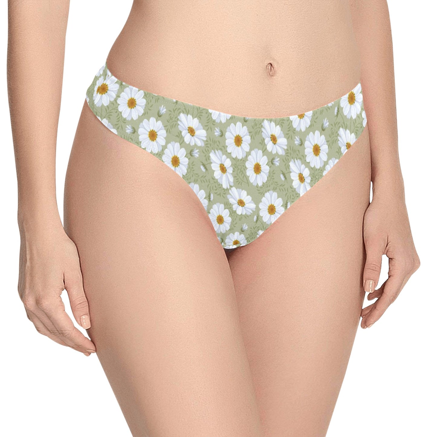 Daisy Yellow Print Pattern Women's Thongs